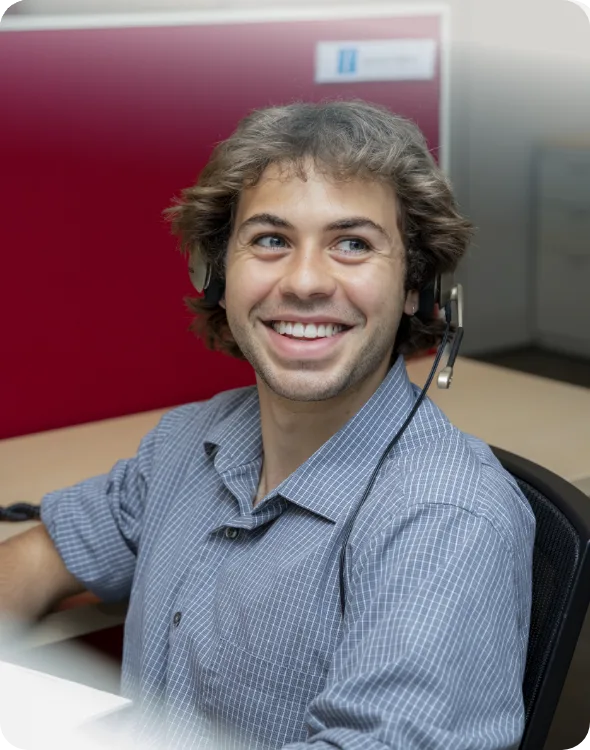 Worker with headset