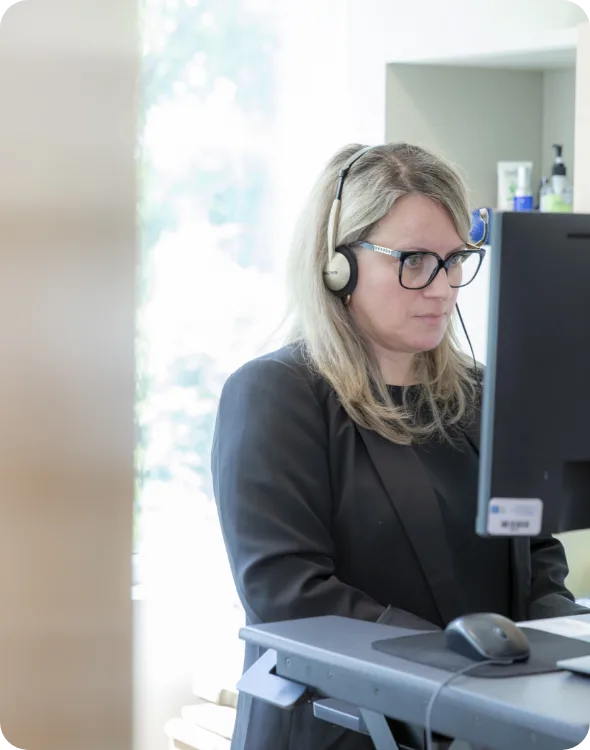 Woman at standing desk